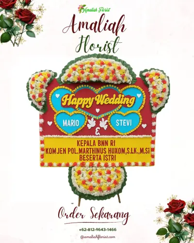 Karangan Papan Bunga Pernikahan di Terbah